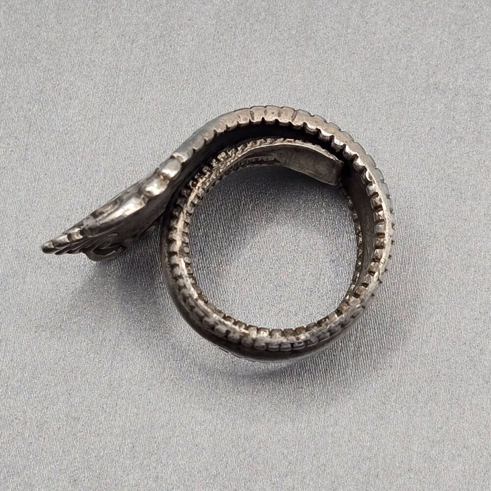 Antique 1908 Sterling Silver Spoon Ring Size 6 Floral 13.02g Flatware Jewelry - Picture 4 of 11